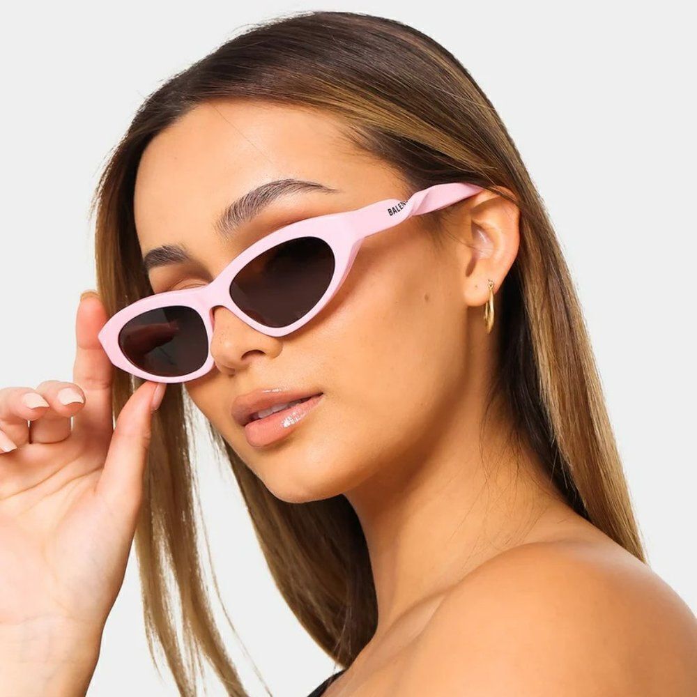 SALE! NEW Balenciaga BB0207S 004 Pink Brown Cat Eye Women Sunglasses BARBIE